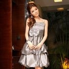 JK2 - Bow-Accent Shirred Party Dress