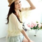 Tokyo Fashion - Crochet-Trim Gathered Waist Chiffon Top