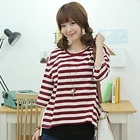 CLICK - Laced Panel Back Striped Pullover