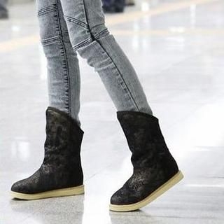 Fleece-Lined Denim Snow Boots Fleece-Lined Denim Snow Boots