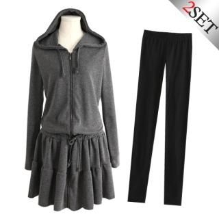 Set: Hooded Zip Dress + Leggings