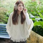 CatWorld - Fringe-Hem Hooded Poncho