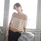 pinkdiamond - 3/4-Sleeve Striped Knit Top