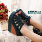 Grace Candy - Lace-Up Wedge Sandals