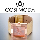 COSI MODA - Stainless Steel Genuine Leather Strap Watch with Cubic Zirconia COSI MODA - Stainless Steel Genuine Leather Strap Watch with Cubic Zirconia
