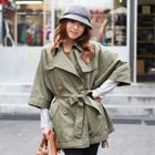 J-ANN - 3/4-Sleeve Trench Coat with Belt