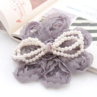 Fit-to-Kill - Multifunctional chiffon pearl bow hair band + hair pin + brooch -gray