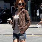 REDBALL - Detachable Hooded Faux-Leather Zip Jacket