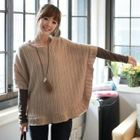 CLICK - Frill-Trim Knit Poncho