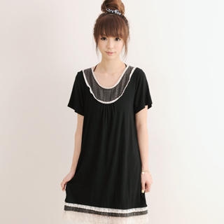Check-Pattern Lace Trim Dress Check-Pattern Lace Trim Dress