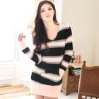 Tokyo Fashion - Striped Hooded Long Sweater