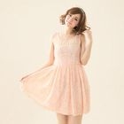 CatWorld - Tie-Back Chiffon-Panel Lace Dress