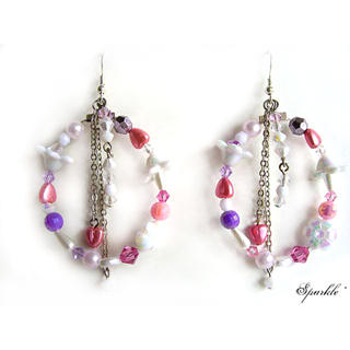 Pink oval hoop earrings