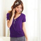 RingBear - Inset V-Neck Short-Sleeve Top