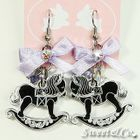 Sweet & Co. - Purple Ribbon Silver Rocking Horse Earrings