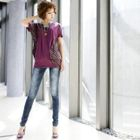 Alicegohome  - Asymmetric Sleeve Stripe Top