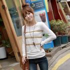 CLICK - Metallic-Strap Long Sleeve Top