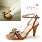 MODELSIS - Butterfly-Trim Ankle Strap Sandals