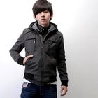 SeventyAge - Inset Plaid-Hood Biker Jacket