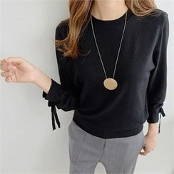 PIPPIN - Long-Sleeve Tie-Cuff Knit Top PIPPIN - Long-Sleeve Tie-Cuff Knit Top