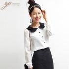 yeomong - Layered Peter Pan Collar Chiffon Blouse