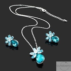 Cuteberry - Set: Jeweled Flower Necklace + Earrings
