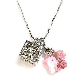 'Dream' - Guarding Angel Necklace with Swarovski Pink Crystal Flower
