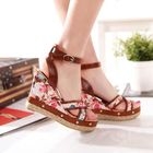 Grace Candy - Cross-Strap Floral Wedges