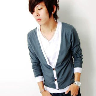 Inset Cardigan V-Neck Top