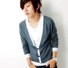 SeventyAge - Inset Cardigan V-Neck Top