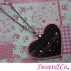 Sweet & Co. - Sweet Pink Pearl & 'Love You' Heart Choco Bar Swarovski Crystal Long Necklace