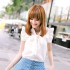 Tokyo Fashion - Tie-Neck Frilled Sleeveless Blouse