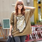 J-ANN - Sequined Owl Raglan-Sleeve Top