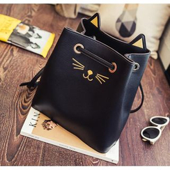 Youshine - Cat Face Embroidered Crossbody Bucket Bag Youshine - Cat Face Embroidered Crossbody Bucket Bag