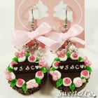 Sweet & Co. - S&C Sweet Ribbon Brown Rose Cake Earrings