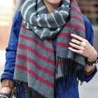 REDOPIN - Fringed Stripe Knit Scarf