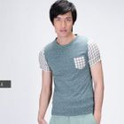 INTHING - Plaid Patchwork Short Sleeve Tee