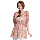 O.SA - Elbow-Sleeve Patterned Gathered-Waist Tunic