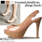 Wifky - Patent Peep-Toe Slingback Pumps