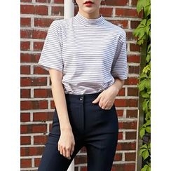FROMBEGINNING - Mock-Neck Stripe Top FROMBEGINNING - Mock-Neck Stripe Top