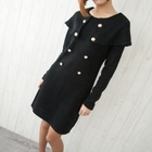 Cookie 7 - Cape-Shoulder Double-Breasted Knit Dress