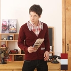 SEOBEAN - Stripe-Trim V-Neck Cardigan