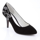 Moonbasa - Rhinestone Appliqué Suede Pumps
