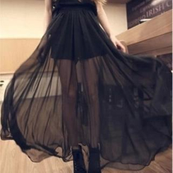 QZ Lady - Inset Shorts Chiffon Maxi Skirt QZ Lady - Inset Shorts Chiffon Maxi Skirt