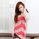 Soneed - Drop Shoulder Stripe Knit Top