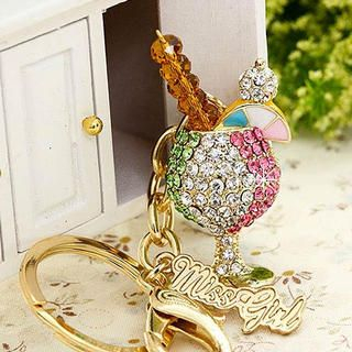Rhinestone Cocktail Cup Keychain
