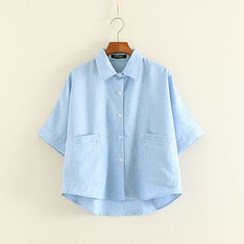 Mushi - Boxy Short-Sleeved Blouse Mushi - Boxy Short-Sleeved Blouse