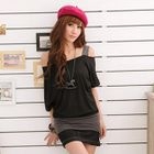 RingBear - Rhinestone Strap Contrast-Trim Top