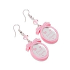 Sweet & Co. - Pink Glitter Sweet Heart Pendant Swarvoski Dangle Earrings
