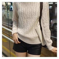 hellopeco - Crew-Neck Cable-Knit Sweater hellopeco - Crew-Neck Cable-Knit Sweater